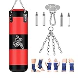 Boxsack Hängende Punchingsäcke,Punching Bag,(Keine Füllung) MMA-Boxball Muay Martial Arts Kickbox-Boxkit mit Handschuh-Ketten-Boxsack, Strapazierfähiger Boxsack Boxsack