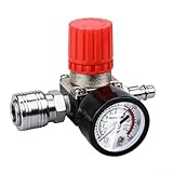 Manometer Integriertes Luftdruckventil 1/10.2 cm Regler für Kompressoren, Einstellbarer Druck bis 175 PSI (Drei Löcher)