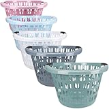 Sustania Wäschekorb Kunststoff Rund mit Belüftungslöchern, 47cm Durchmesser, 31cm Höhe, 5er Set, robuste Wäschewanne mit ergonomischen Griffen, verstärkter Rand, bunt, Made in EU