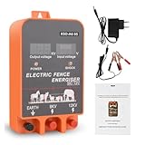 Weidezaungerät 5-10KM Elektrozaungerät 2,5 Joule mit LCD-Display 12V Energizer Controller for Farm(EU,5km)