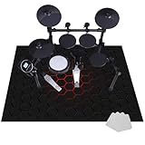 Schallschutz Teppichmatte Drum Teppich Schlagzeug Teppich rutschfeste Trommel Teppich Professioneller Schlagzeugteppich Quadratische Schallschutzdecke für E-Drum-Kits Bass Drum Snare 110 x 80 cm