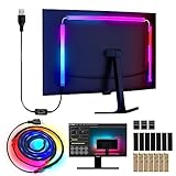 Herrselsam Neon LED Strip RGBIC LED Streifen 111cm für 27 Zoll PC-Monitor, Neon Lichtband, PC Hintergrundbeleuchtung, USB Led Beleuchtung mit App-Steuerung, 1-Pack