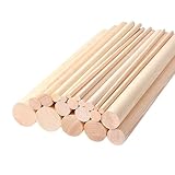 2 Stück unbehandelte Holzdübelstangen – 30 cm lang, 1–2,5 cm Durchmesser, Hartholzstäbe for Heimwerkerarbeiten und Projekte(1cm)