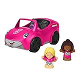 Fisher-Price HJN53 - Little People Barbie Cabrio Spielset, Spielzeugauto zum Anschieben mit Geräuschen und Musik, enthält 2 Spielfiguren, Spielzeug für Kinder ab 18 Monaten