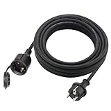 Verlängerungskabel Outdoor 2m für den Außenbereich, Gummi Verlängerung Stromkabel mit Schuko Stecker, IP44 Verlängerungsleitung 3G1,5 mm² Kabel, Elektrokabel außen, mit Schutzkappe, 3500w, Schwarz