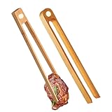 Servierzange zum Servieren von Lebensmitteln – Grillzange mit Magnet und Clip für Brot | 2 Stück Küchenutensilien aus Holz für Haus Garten Grill Camping Fisch Nudeln Brot