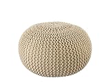 Amago home Pouf Outdoor ø 55 o. 45cm Bodenkissen Sitzpouf Hocker wetterfest pflegeleicht & nachhaltig Größe ø 45 cm, Farbe Creme - warm Sand