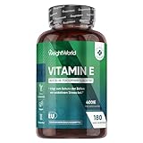 Vitamin E Weichkapseln 400IE - 180 vegane Softgels - Vit E Öl DL Alpha Tocopherylacetat - 6 Monate Vorrat - Vitamin E trägt zum Schutz der Zellen vor oxidativem Stress bei (EFSA) - WeightWorld