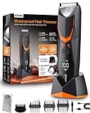 ENSSU Elektrischer intimrasierer mann, Type-C wiederaufladbar, Rasierer herren intimbereich mit LED-Licht, Körperhaartrimmer für Männer,USB-Ladestation &1H-Schnellladung,LCD-Display,Schwarz & Orange