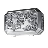 HOMSFOU Vintage Metall Schmuckkästchen mit Prägung Kleiner Robuster Schmuck Organizer für Ohrringe und Ringe Praktische Aufbewahrungsbox für Damenzimmer und Kommode