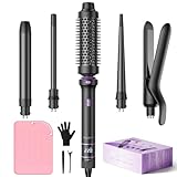 BESTOPE PRO Lockenstab, 5 in 1 Lockenstäbe Set mit Glätteisen, Thermobürste, 3 Keramische Lockeneisen (9mm- 25mm) für Große Locken, 13 Temperaturen, Hair Curler mit Hitzebest.Matte, Handschuh, Schwarz