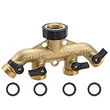 Zazafolora Wasserverteiler 4fach Gartenschlauch Verteiler Wasseranschluss 3/4 Zoll Gartenschlauchverteiler aus Massives Messing, mit Einzelnen EIN Aus Ventilen Für Geräte/Gartenschläuche