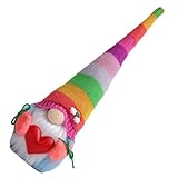 DIKACA Regenbogen Gestrickte Gnome Puppe mit Hohem Hut Gesichtslose Wohndeko Figur aus Sicherem Material Zarte Puppenfigur für Wohnzimmer und Party