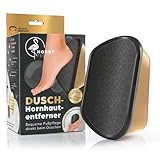 HornyFeet Hornhautentferner für die Dusche | Extragroße Hornhautfeile für ein perfektes Ergebnis - hygienisch & langlebig | Bequem & einfach Hornhaut entfernen direkt beim Duschen - kein Bohren [Gold]