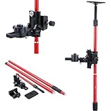 TOPWAY Laser Niveau Teleskopstange 4 m Aluminiumlegierung Teleskop-Nivellierlatte ausziehbarer vom Boden bis zur Decke, mit Halterung und Nylontasche