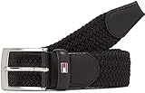 Tommy Hilfiger Herren Gürtel New Adan Belt 3,5 cm Stoffgürtel, Schwarz (Black), 105 cm