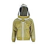 Imkerjacke Premium mit Atmungsnetz + Fechtschleier für Bienen Wespen Insekten Imkerei Stichschutz Insektenschutz S M L XL XXL XXXL, S · braun