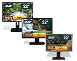 acer 22 Zoll Business Computer Monitor, Desktop Gaming Monitor, HD+ (VGA - DVI - VESA), PC Bildschirm, schwarz/Silber (Generalüberholt)