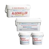 SCHNELLKLAR+ SPARSET - Biologische Schnellreinigung der Teiche. Stark gegen Algen, Schlamm, Wassertrübungen - BIOSPEED & ALGENKILLER Protect im Duo Pack Mit Starter-Bakterien für den extra Boost M