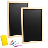 NCCHDZSW Kreidetafel mit Holzrahmen Sets 2 Pcs 20 x 30 Schiefertafel zum Beschriften mit 4 Kreiden und 1 Schwammradierer, Kreidetafel zum Beschriften Blackboard für Buffet Hochzeit Party Schule