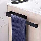 Aikzik Handtuchhalter, Handtuchhalter ohne Bohren, Aluminium Vollmetall Geschirrtuchhalter für Bad & Küche, Schwarz matt