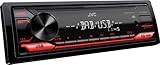 JVC KD-X182DB USB-Autoradio mit DAB+ (USB, AUX-In, 1 x Pre-Out 2,5V, Soundprozessor, 4x50 W, Tastenbeleuchtung rot), Schwarz