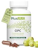 PlusVive OPC Traubenkernextrakt Kapseln hochdosiert I 1x 270 Kapseln I 400mg Extrakt pro Kapsel I OPC Kapseln aus französischen Trauben I Nahrungsergänzungsmittel vegan & laborgeprüft