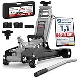 Wagenheber 2,5T extra flach – Hydraulischer Rangierwagenheber mit Transportkoffer, 3 Gummiauflagen & Adapter – Auto Wagenheber für PKW bis 2.500 kg (Hellgrau)