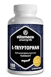 L-Tryptophan hochdosiert, 500 mg pro Kapsel, vegan (pflanzlich fermentiert), 6 Monate Reichweite, natürliche essentielle Aminosäure, laborgeprüft und ohne Zusatzstoffe, Made in Germany