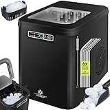 KESSER® Eiswürfelbereiter | Eiswürfelmaschine Edelstahl | Ice Maker | 12 kg 24 h | Zubereitung in 7 min | 2,2 Liter Wassertank | 2 Eiswürfel-Größen | LED-Display | Selbstreinigungsfunktion | Schwarz