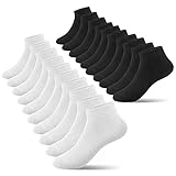 Falechay 10 Paar Sneaker Socken Kinder Jungen Mädchen Kindersocken Kurze Socken Baumwolle Sportsocken Schwarz Weiß 27-30