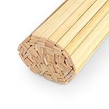 LeisuDay 100 Stück Holzstäbchen Bambusstäbe zum Basteln, Holzstäbe Eckig 20cm Lang, 9 x 3mm flache Holzleiste Holzlatte Holzspatel Bastelholz Stäbchen zum Modellbau DIY Handwerk