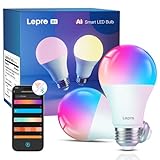 Lepro AI smart glühbirne B1，E27 alexa lampe 8.5W 806lm Dimmbar，Sprachsteuerung/Musik Sync durch Großes Sprachmodell LLM, WiFi & Bluetooth smart bulb, kompatibel mit Alexa/Google Assistant，2 Stück