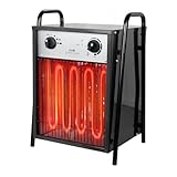 NAIZY Elektroheizung 9KW Heizlüfter 400V Heizgebläse Heater Heizungslüfter mit Thermostat & 4-Heizstufen Elektroheizer Überlastschutz Werkstattheizung Bauheizer, für Garagen, Werkstätten (Schwarz)