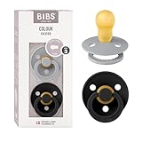 BIBS Colour Schnuller 2er-Pack, BPA-frei, Kirschform Nippel. Naturkautschuk/Latex, Hergestellt in Dänemark. 18+ Monate (2er Pack), Cloud/Black