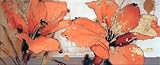 artissimo, Glasbild XXL, 125x50 cm Querformat, AG5710A, Blumenmotiv Orange-Rot mit Gold, Bild aus Glas groß, Wanddeko modern elegant, Wandbild Wohnzimmer, Glasbild floral, luxuriös, Kunst, Malerei