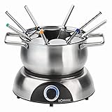Bomann® Fondue für 8 Personen | auch für Schoko- & Käsefondue | Fondueset mit 8 Fonduegabeln | Fondue elektrisch 1,2L | optimale Wärmeverteilung | Fondue Set 1400W I Fondueset elektrisch FD 2248 CB