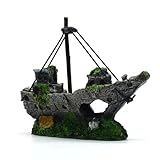 Aquarium Deko Groß Piratenschiff Harz Dekoration und Zubehör Polyresin Landschaft Ideal für Kleine Garnele Fisch Schildkröte