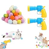 Katzenspielzeug Ball, 2 Halten Katzenspielzeugpistolen Und 100 PCS Plüschbälle, Stretch-Plüschball-Spielzeug, Plush Ball Interactive Cat Toy,Stretch-Plüschball-Spielzeug Für Indoor Katzen Kitty