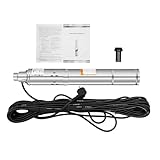 DunleyMin 3' Tiefbrunnenpumpe 220V 250W Tauchpumpe Edelstahl Wasserpumpen mit 15m Kabel geringer für Süßwasserversorgung Bewässerung
