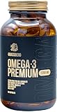 GRASSBERG - Omega-3 Premium 1200mg | Ultra reines Fischöl zur Unterstützung des Herz-Kreislauf-Systems und der Gehirnfunktion - 90 Kapseln