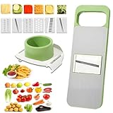Gemüseschneider Gemüsehobel Kartoffelschneider 6 Austauschbare Klingen mit Schäler Obst, Multischneider Gemüseschäler, Julienneschneider für Alle Gemüse