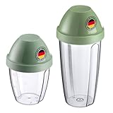 Westmark 2 Mix- und Schüttelbecher/Shaker mit herausnehmbarer Mixscheibe – Fassungsvermögen je 1x 0,5 l und 0,25 l, Kunststoff, BPA-frei – Transparent/Mint-Grün, 309022E6