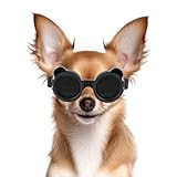 NAMSAN Hund Brille für Kleine Hunde Hunde Sonnenbrille mit Rundem Rahmen Windschutzbrille UV-geschützt Schutzbrille für Kleine Hunde - Schwarz