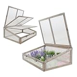 TRUTZHOLM Frühbeetaufsatz aus Massivholz 120x80x40 cm Frühbeetkasten mit verschließbarem Deckel Gewächshaus für Hochbeet 120x80 cm Beete Mini Gewächshaus Pflanzkasten (Grau)