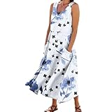 Sommerkleid Damen Leicht Wickelkleid Damen Lang Für Rundhals Blusenkleid Ballkleid Kleid Schwarz Kleid Damen Sommer Rockabilly Freizeitkleid Etuikleid Damen Elegant（3-Light Blue,M）