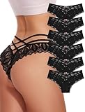 Evolyline 6er Pack String Tanga Set Damen Tanga Spitze Slips Sexy Dessous Unterhosen String Tanga Damen Sexy Niedrige Taille Unterhosen Atmungsaktiv Slips Unterwäsche für Frauen