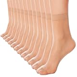 LiiYoang Nylonstrümpfe 12 Paar Nylon Socken Damen 20 DEN Feinstrumpfsöckchen, Feinstrümpfe Leicht Glänzendem | Mehrere Farben