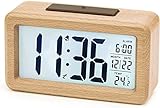 aboveClock Wecker Digital, Holz mit Sensore Moduls, Tischuhr mit Großer Anzeige, Datum, Teperatur Anzeige, Nachtlicht, Digital Uhr mit Snooze Moduls (Batterie Nicht Enthalten)