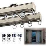 Gardienenschienenset, Aluminium-vorhangschienen, Deckenschiene für Vorhänge, Raumteiler, Deckenvorhangschiene, für Raumteiler, Bad, Schwerlast, Komplett-Set mit 2-läufiger Schiene (Größe: 1-6m) (Colo